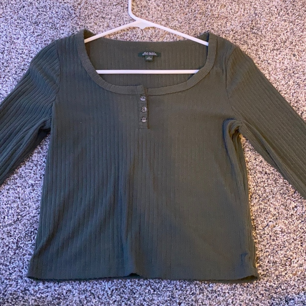 Green button up shirt